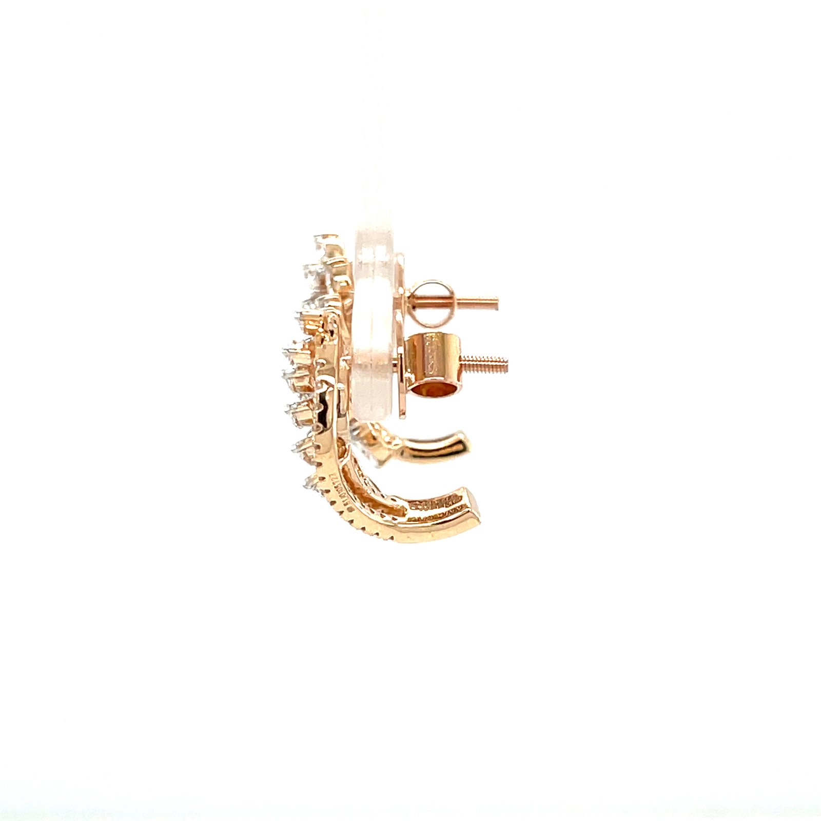 Élan Arc Diamond Huggie Earrings in 18K Rose Gold