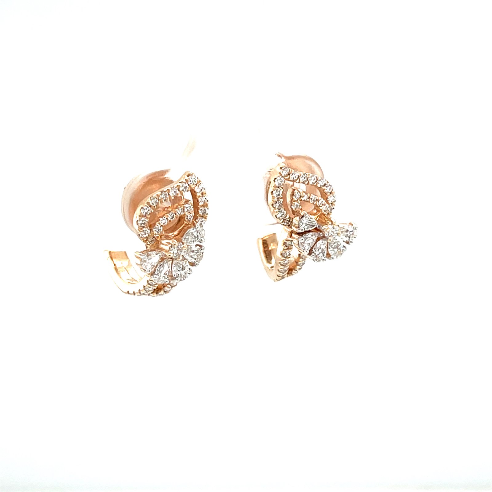 Lunara Bloom Diamond Huggie Earrings in 18K Rose Gold ER00598