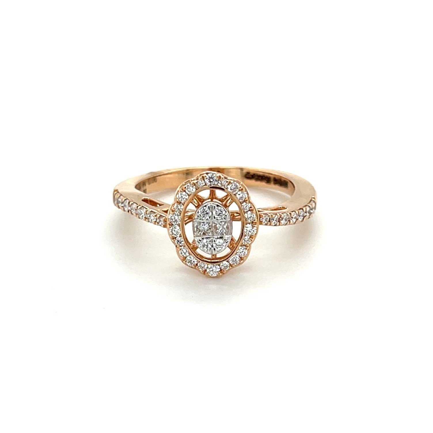Radiant Oval Diamond Halo Ring in Rose Gold