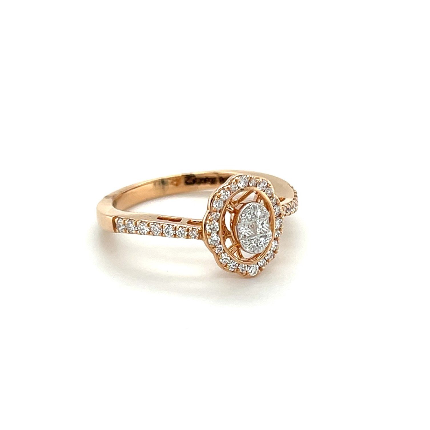Radiant Oval Diamond Halo Ring in Rose Gold