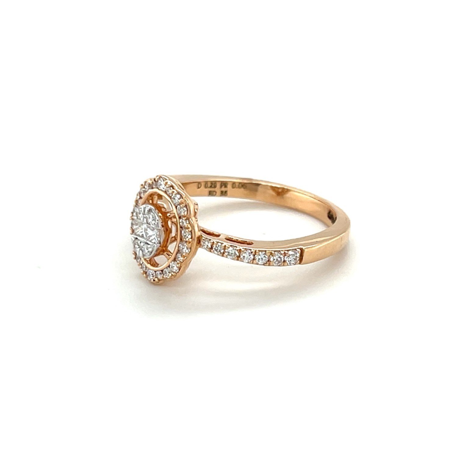 Radiant Oval Diamond Halo Ring in Rose Gold