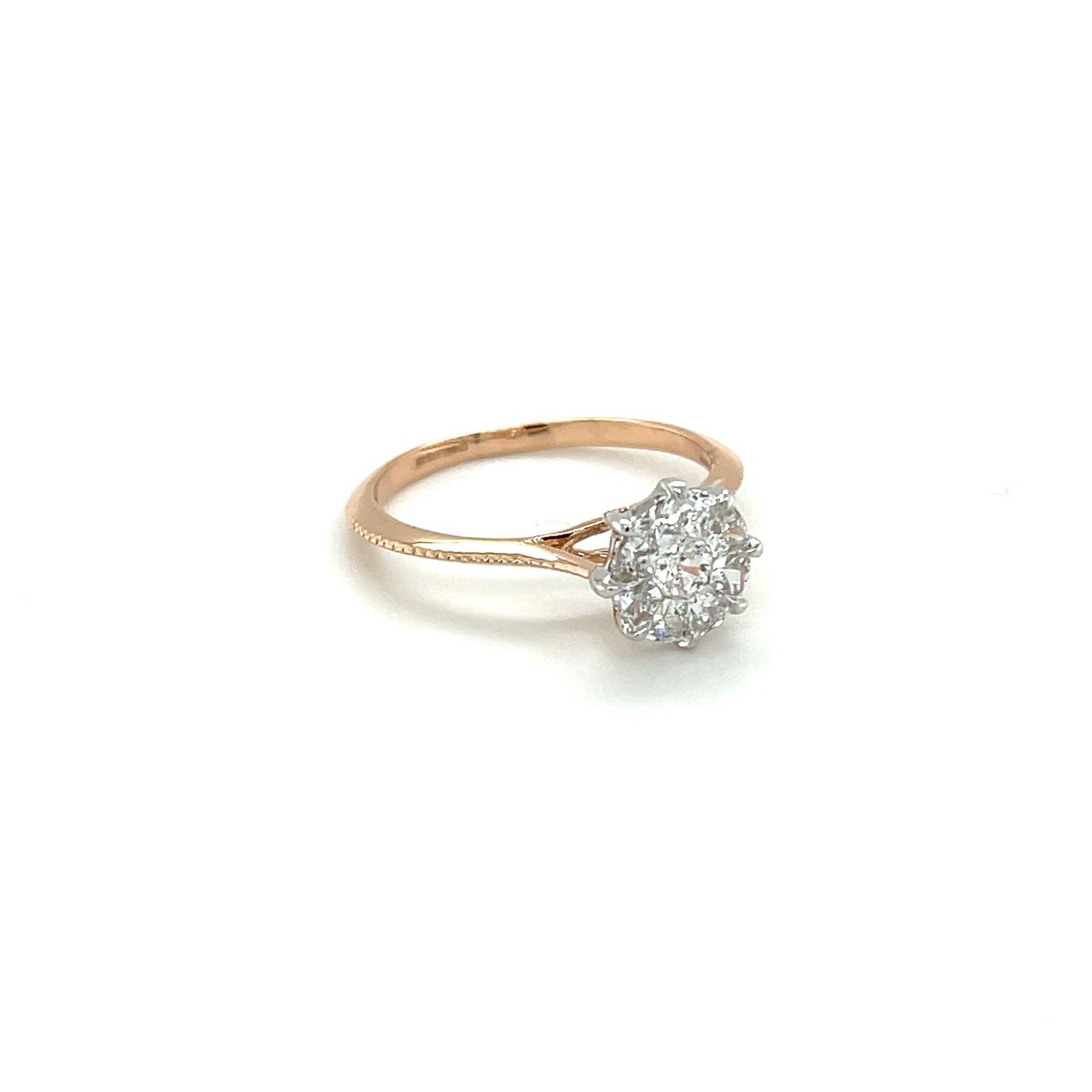 Royale Diamonds – Celeste Illusion-Solitaire Natural Diamond Ring in 18K Rose Gold (0.56 cts, IGI)