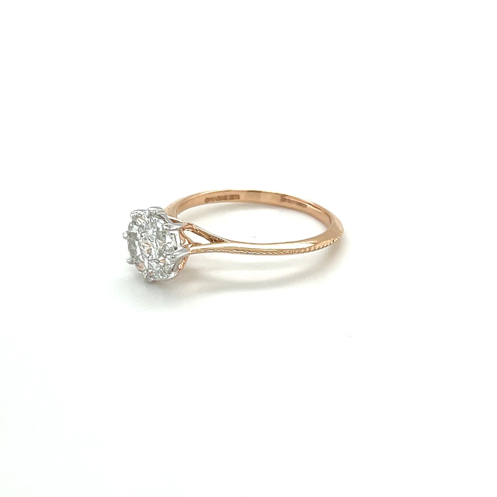 Royale Diamonds – Celeste Illusion-Solitaire Natural Diamond Ring in 18K Rose Gold (0.56 cts, IGI)
