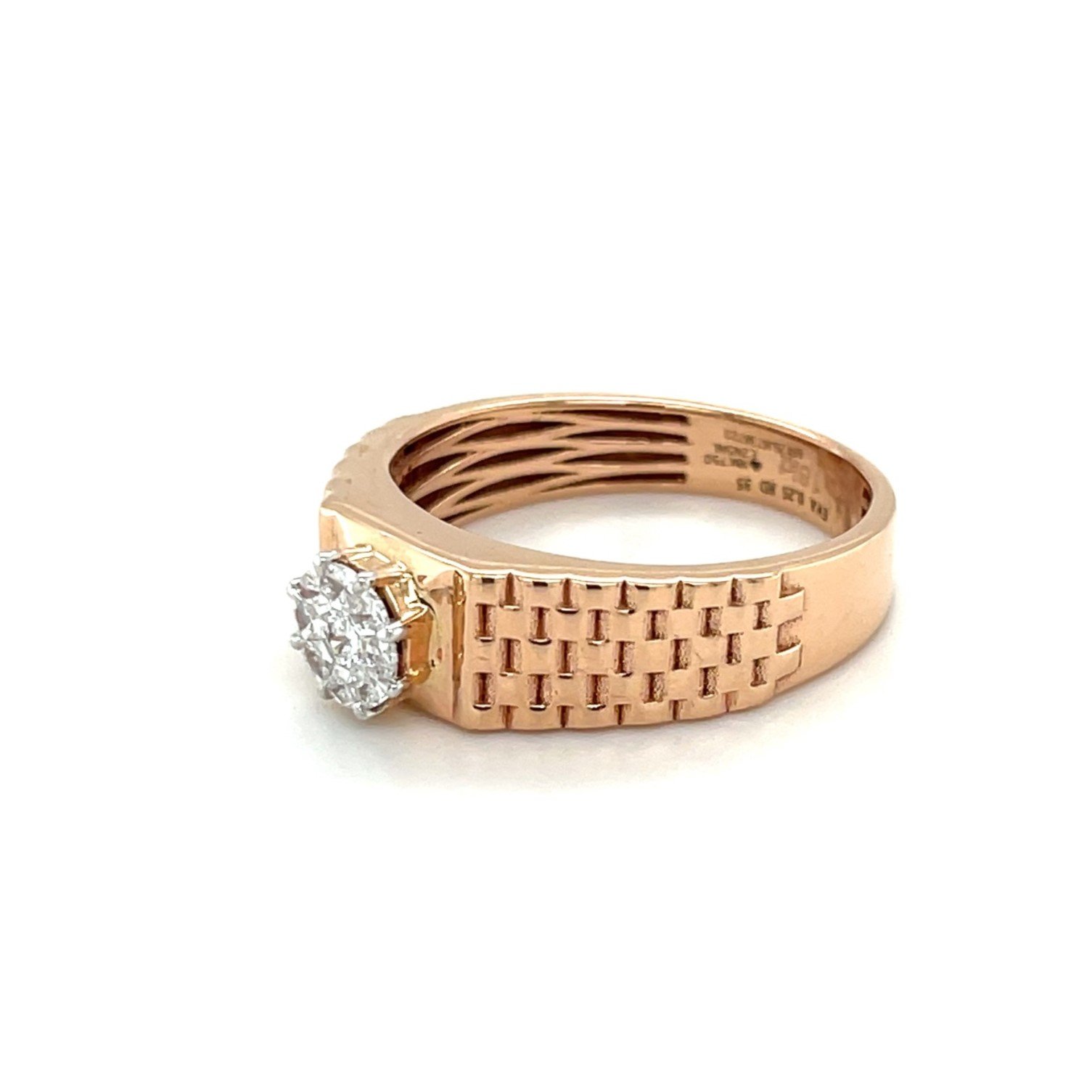 Exquisite 18K Rose Gold Diamond Cluster Ring for Men - VVS EF Clarity