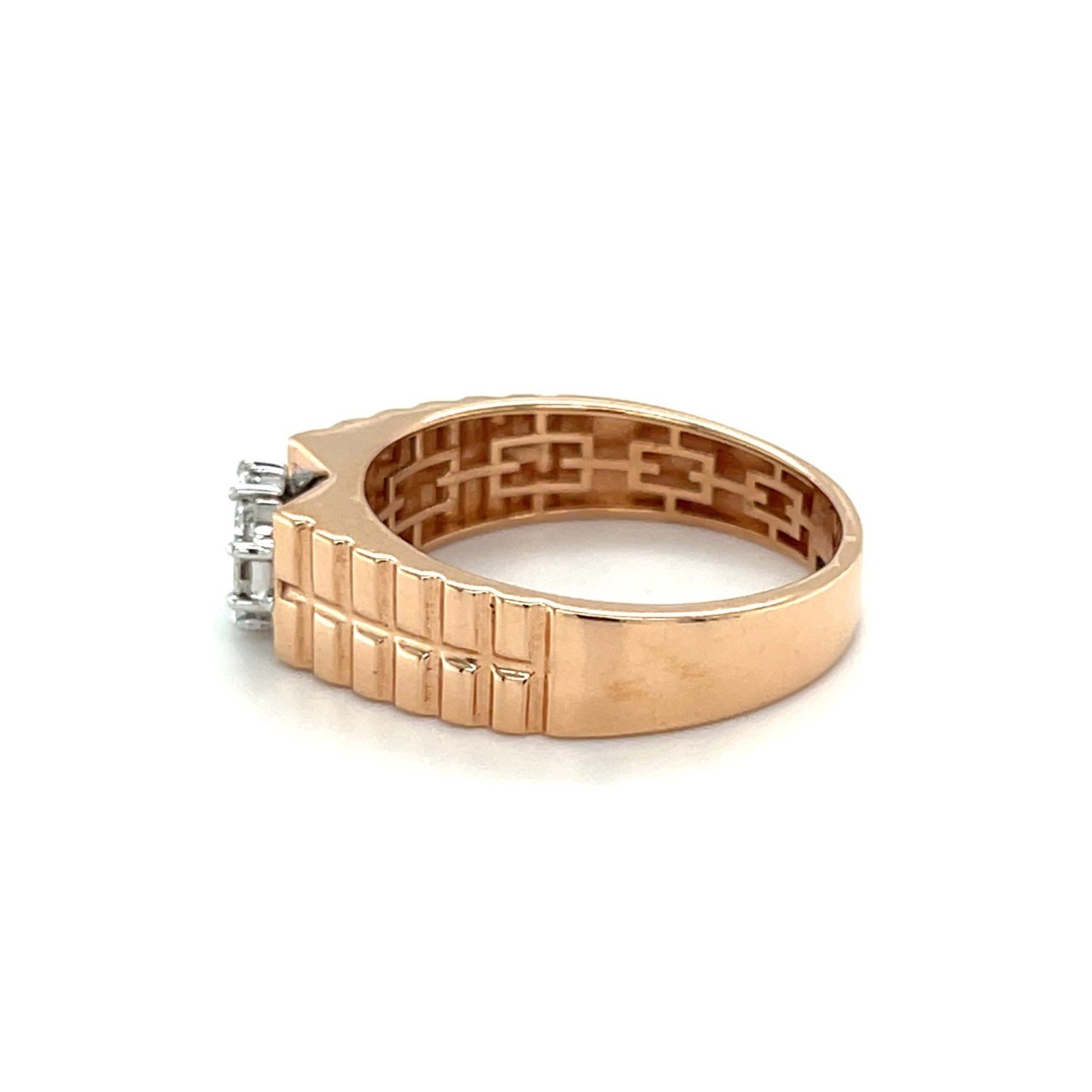 Modern Men's Diamond Ring with Rose Gold Band