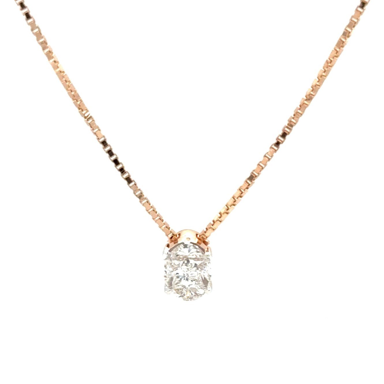 Minimalist Diamond Pendant with Rose Gold Chain