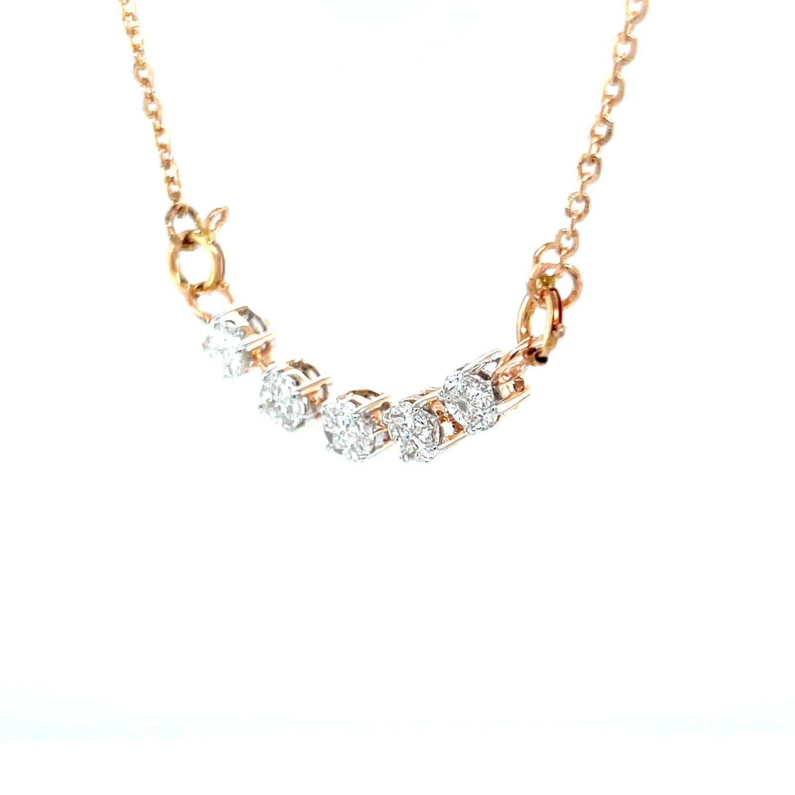 Royale Diamonds – Modern Illusion-Set Natural Diamond Tanmaniya Necklace in 18K Rose Gold (1.50 cts)
