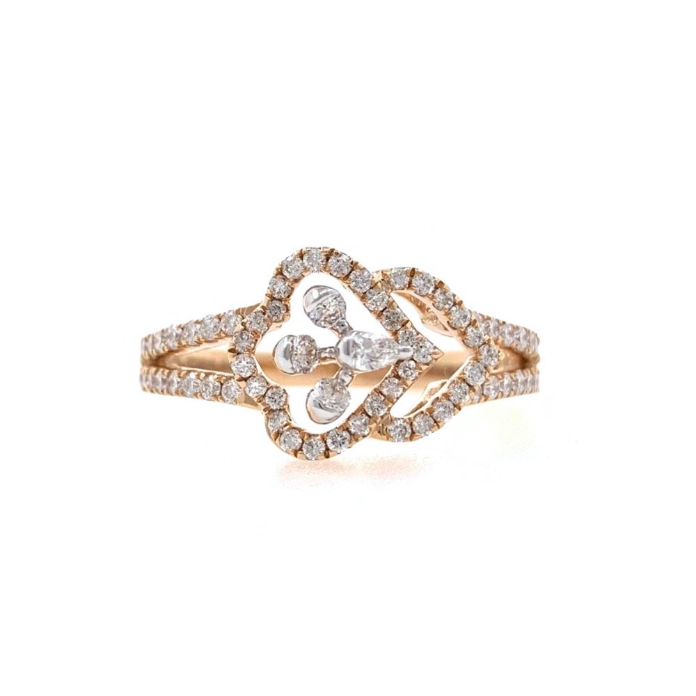 Satis diamond ladies ring with pear & round diamonds having asymmetrical look in 18k rose gold - vvs ef - 51 cents - 3.650 Grams - 0lr37