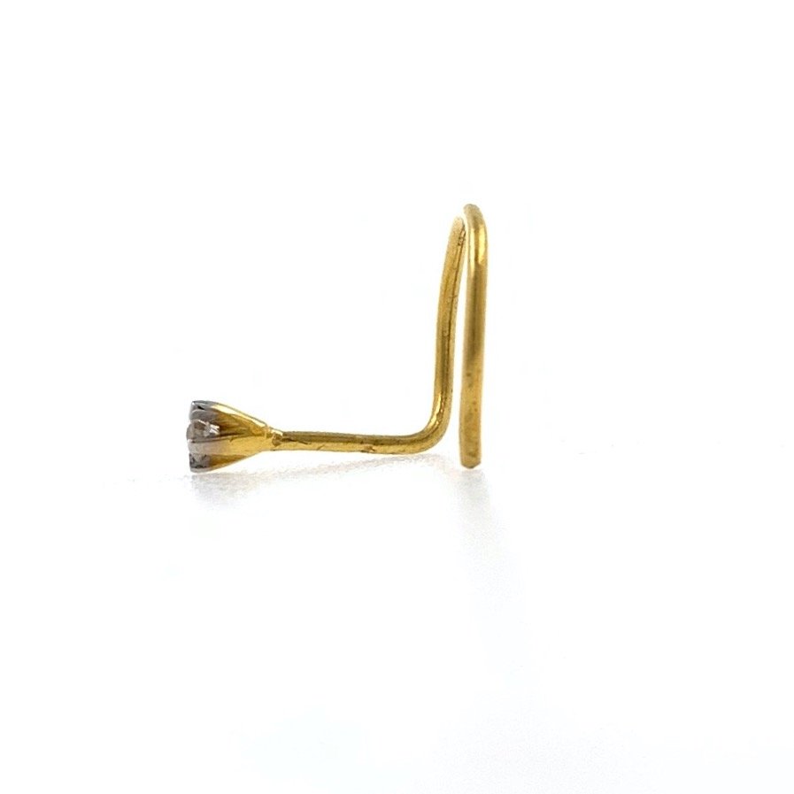 18kt / 750 yellow gold classic single 0.02 cts diamond nose pin 9np88