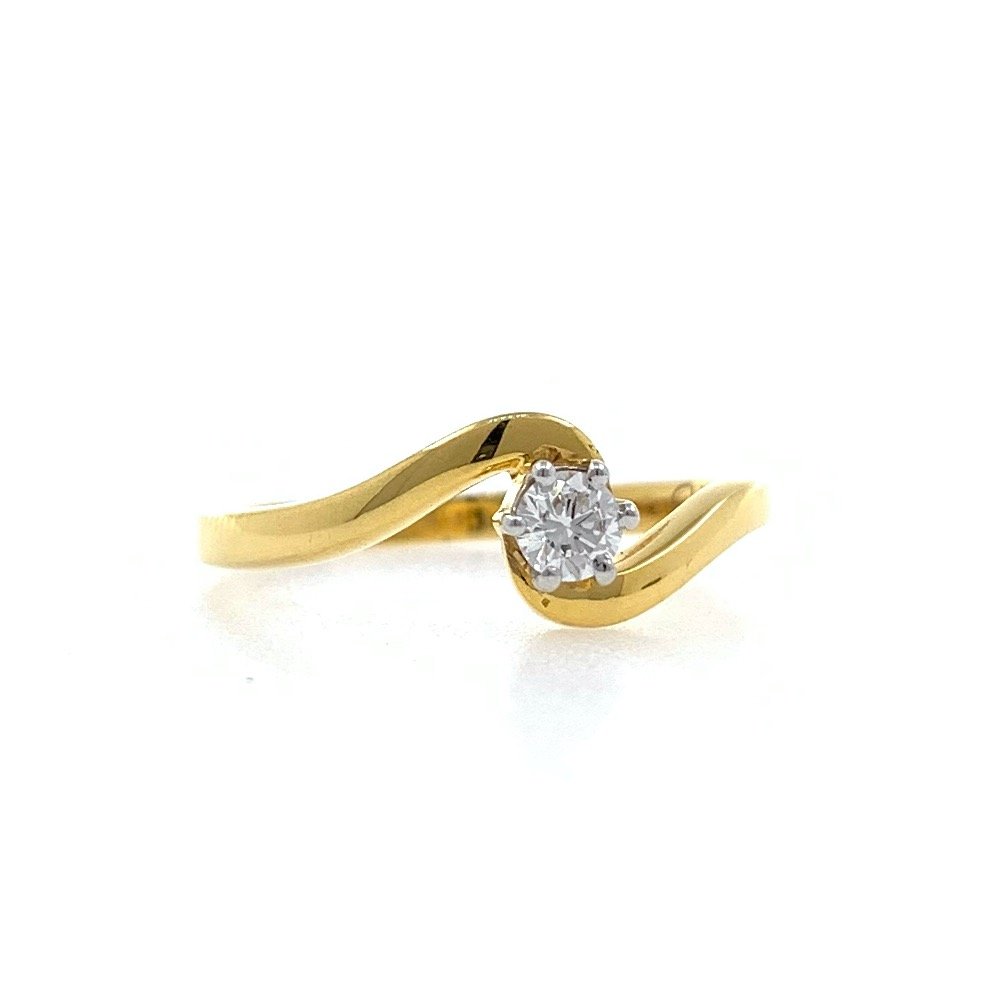 Single Diamond Ladies ring in 18k Yellow Gold - 1.840 Grams - VVS EF 12 cents - 0LR75
