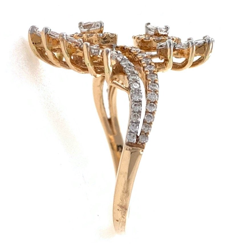 18kt / 750 rose gold floral diamond ladies ring 9lr79