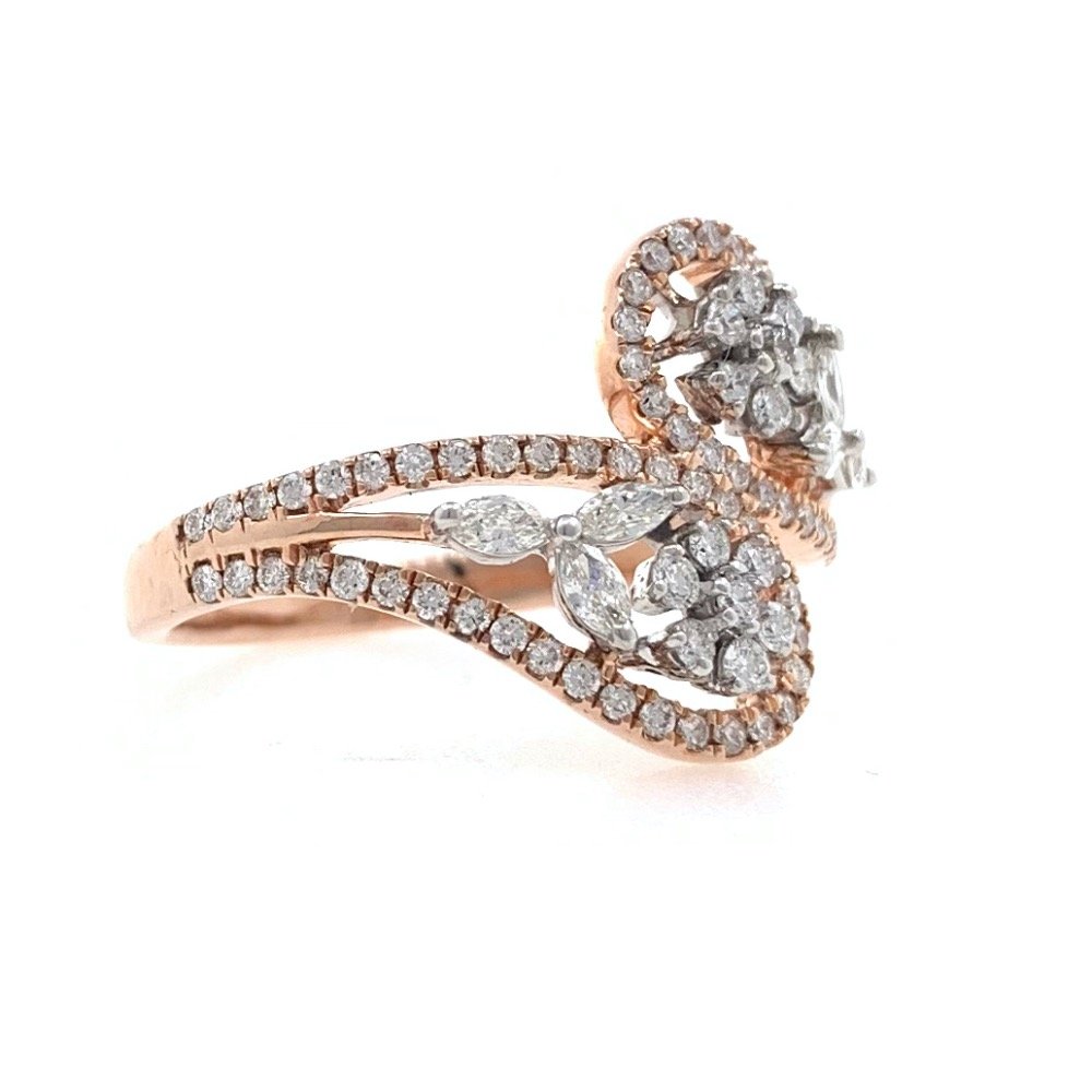 18kt / 750 rose gold floral designer diamond ladies ring 9lr163