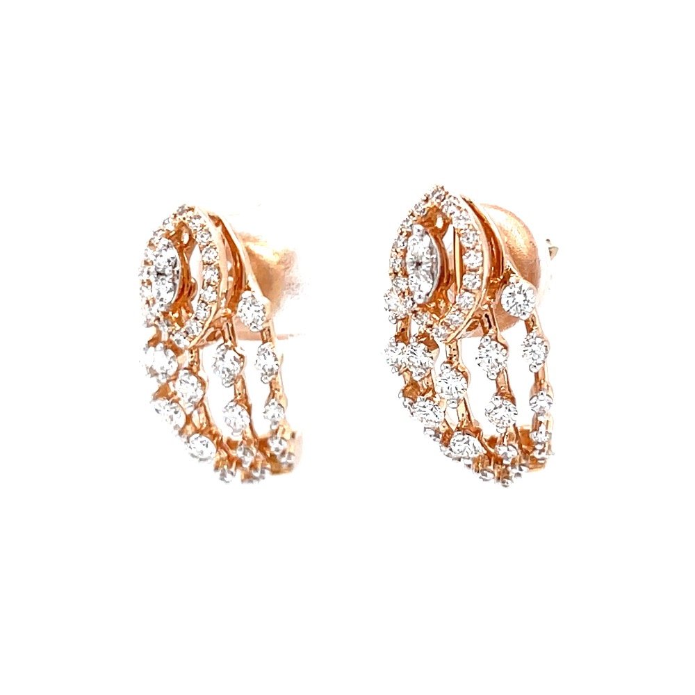 Five line fancy bali stud in two prong setting