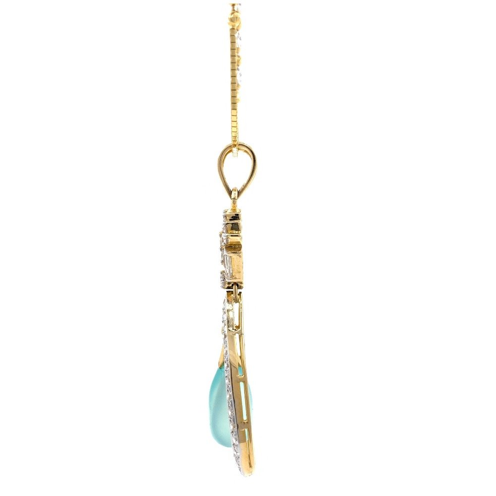 Blue Stone & Diamond Pendant in Yellow Gold 8SHP86