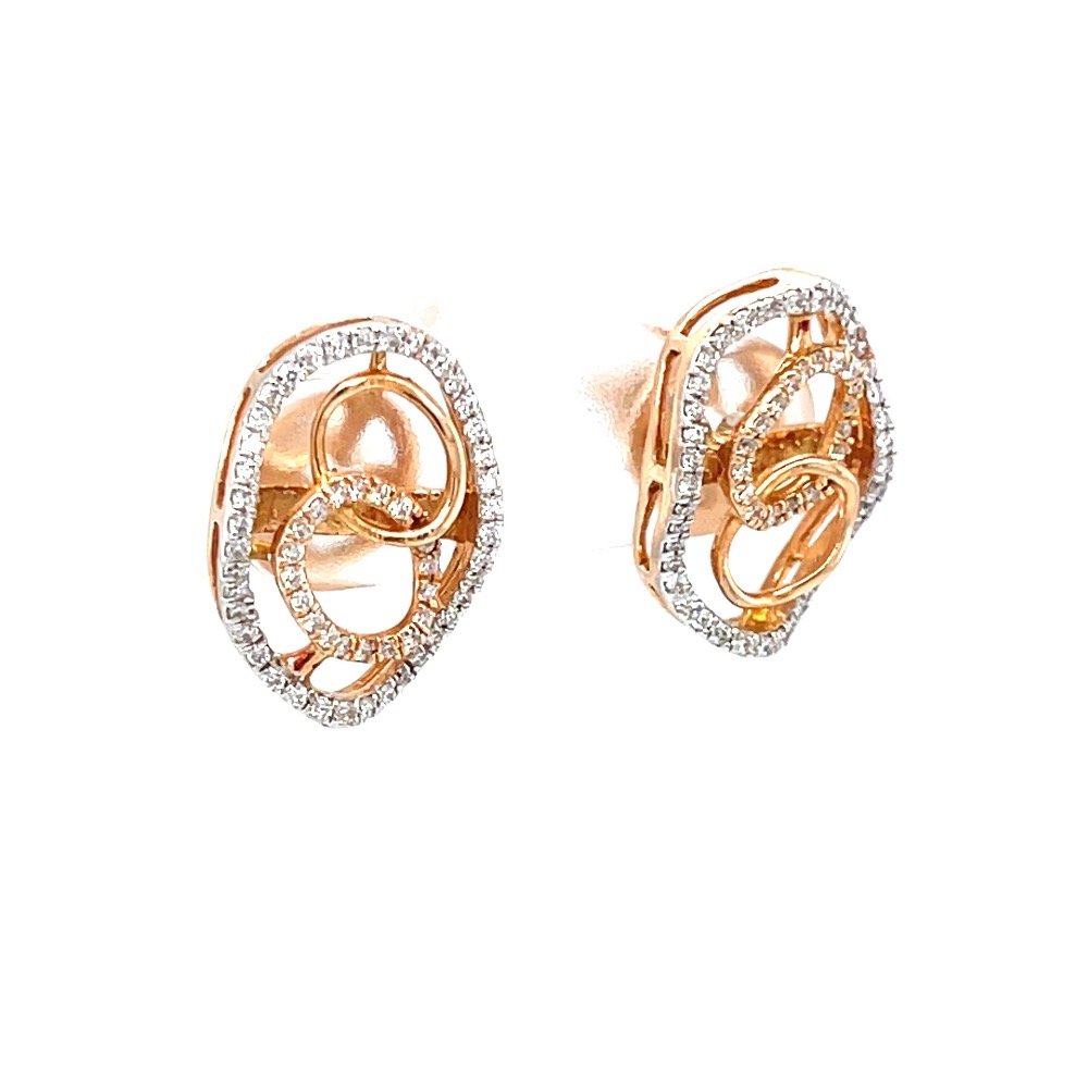 Circular diamond earrings with up & down oval boarder 9top101