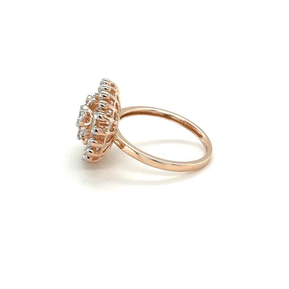 Round Diamond Ring with Halo and Split Shank in 14k Rose Gold