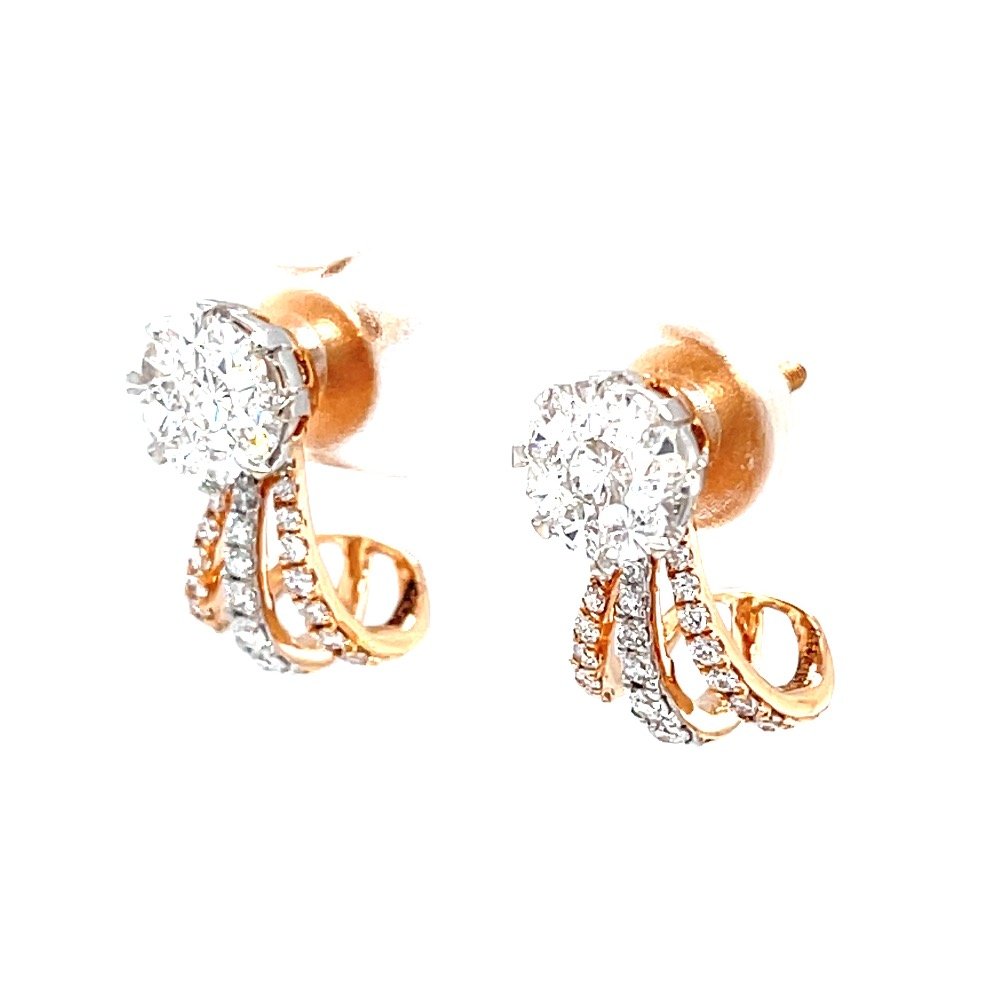 Pie cut pressure set diamonds in hoop with three lines 0top173