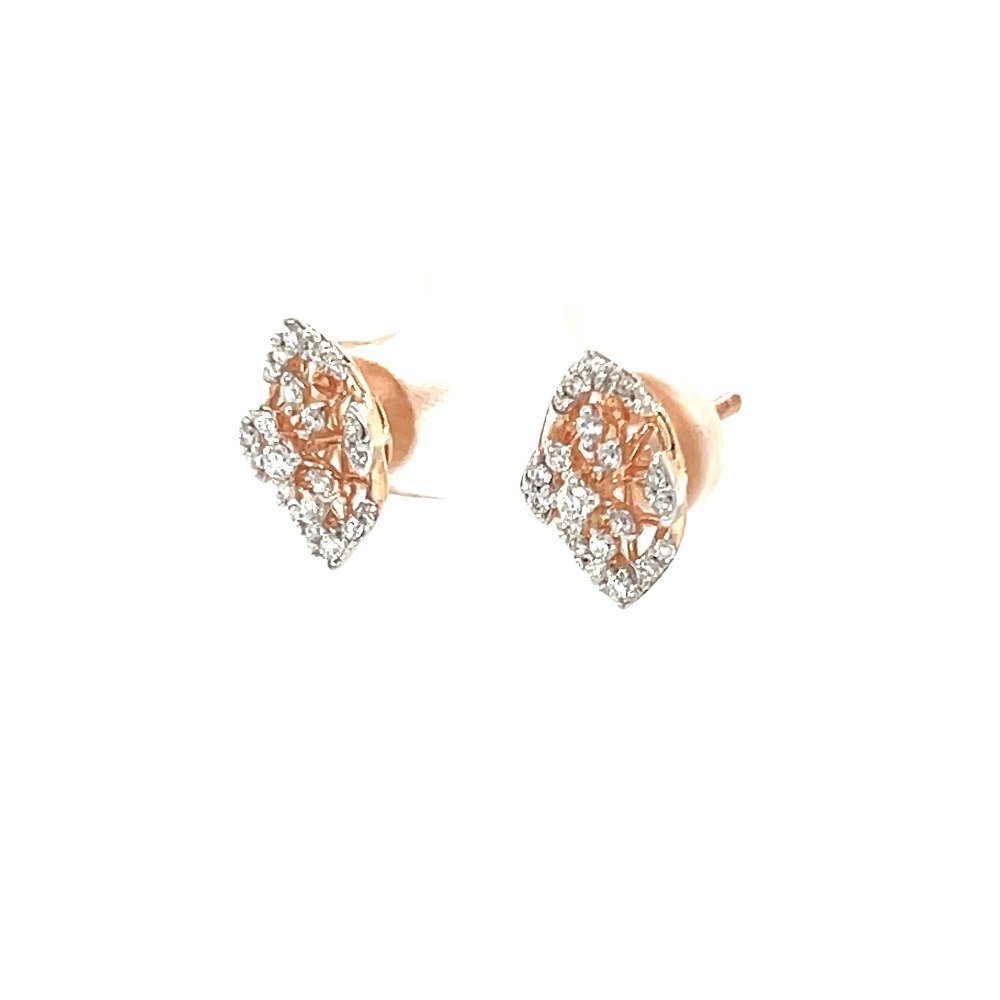 Diamond encrusted leaf earrings in rose gold