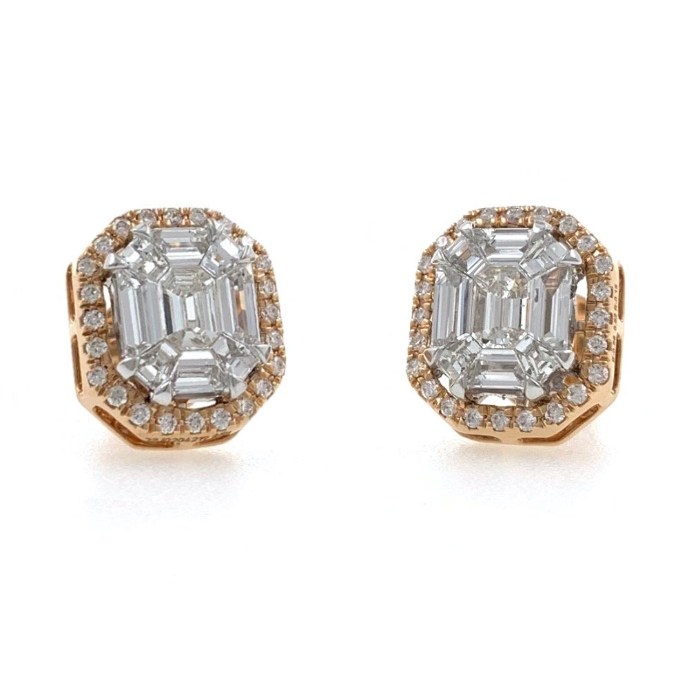 Bonita diamond emerald cut studs 9top136