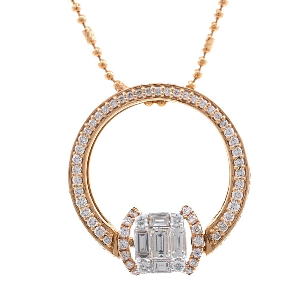 18kt / 750 rose gold pendant cum diamond ring for ladies 9lr160