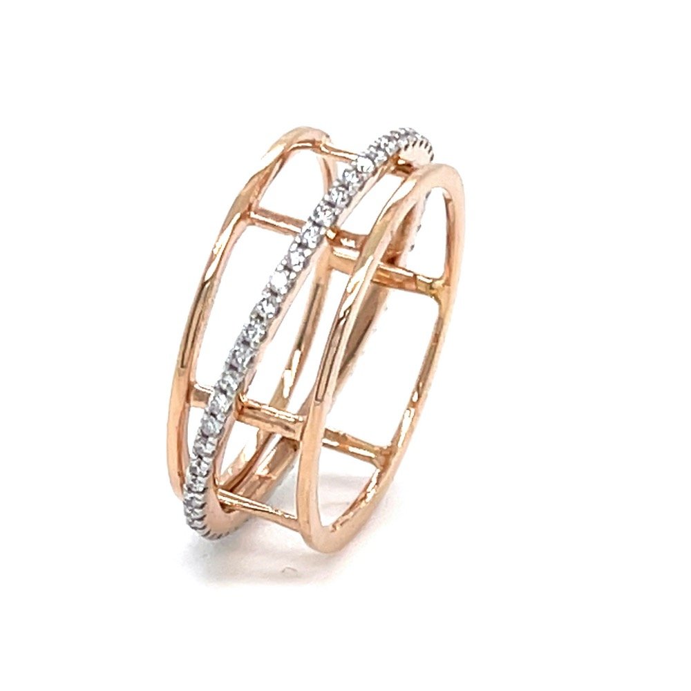 Dancing Single Line band Ring in Rose Gold 0LR197