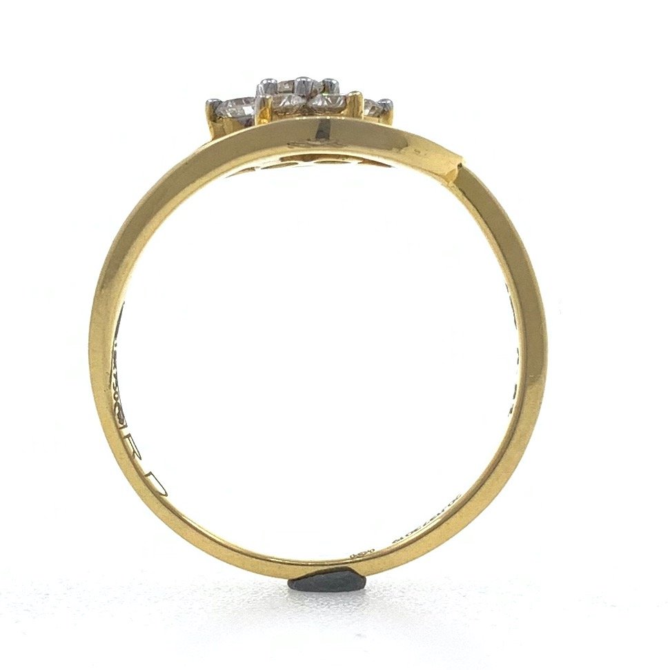 18kt / 750 yellow gold flower diamond ladies ring 9lr29