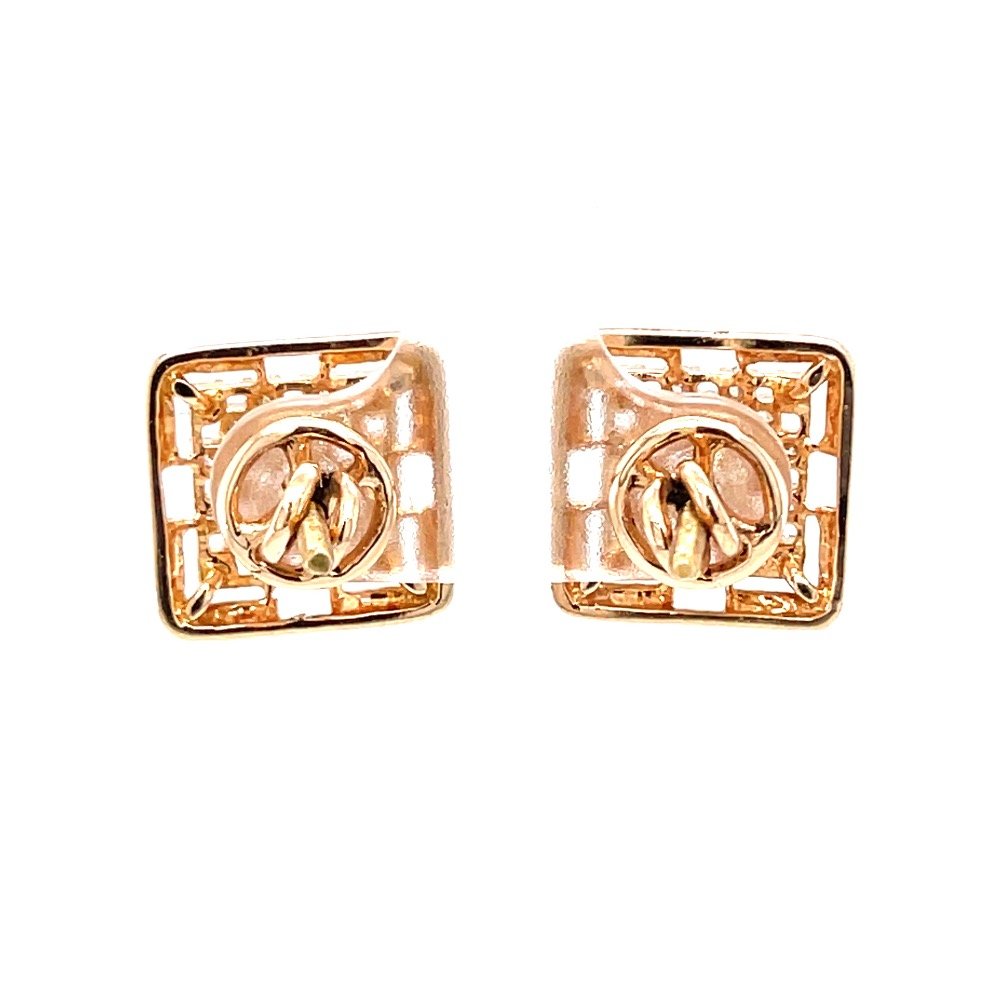 Pyramid dome diamond stud earring in 18k rose gold 0top167