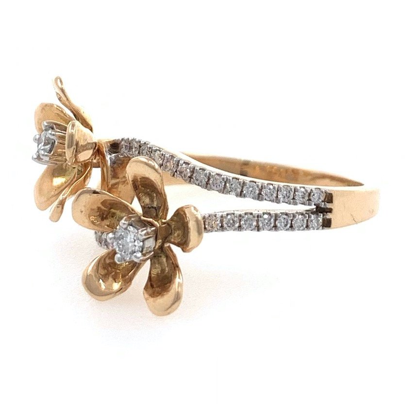 18kt / 750 rose gold two flower daily wear diamond ring 8lr170