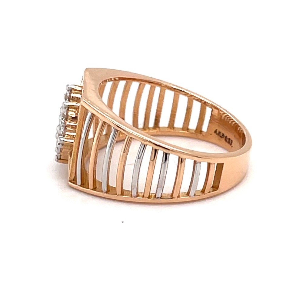 Kite shaped diamond ring for men in rose gold