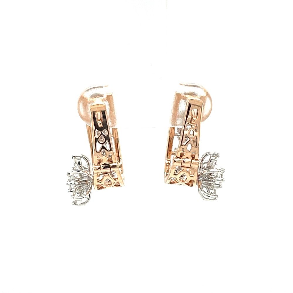 Fancy Diamond Bali Earring with Marquise Flower on Side