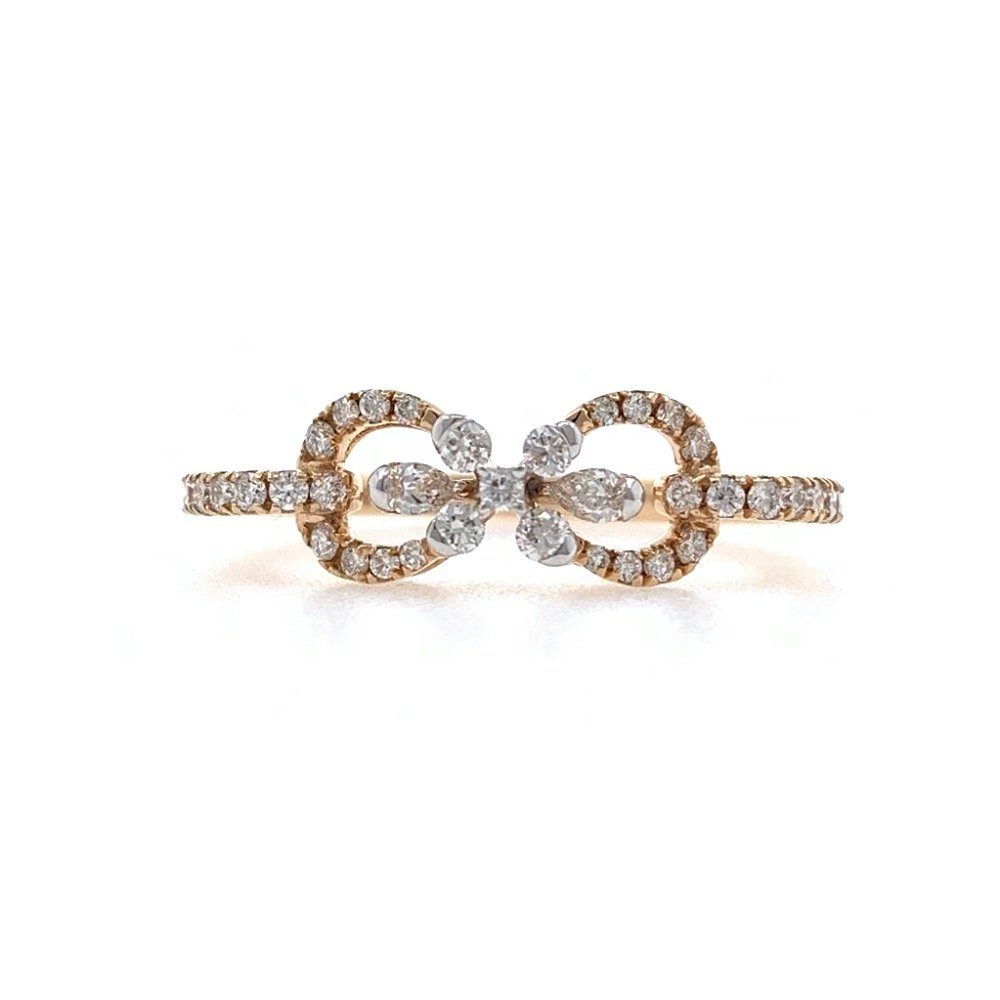 Infinity Knot Diamond Ring in 18k Rose Gold - 2.330 Grams - 0.40 carats - 0LR70