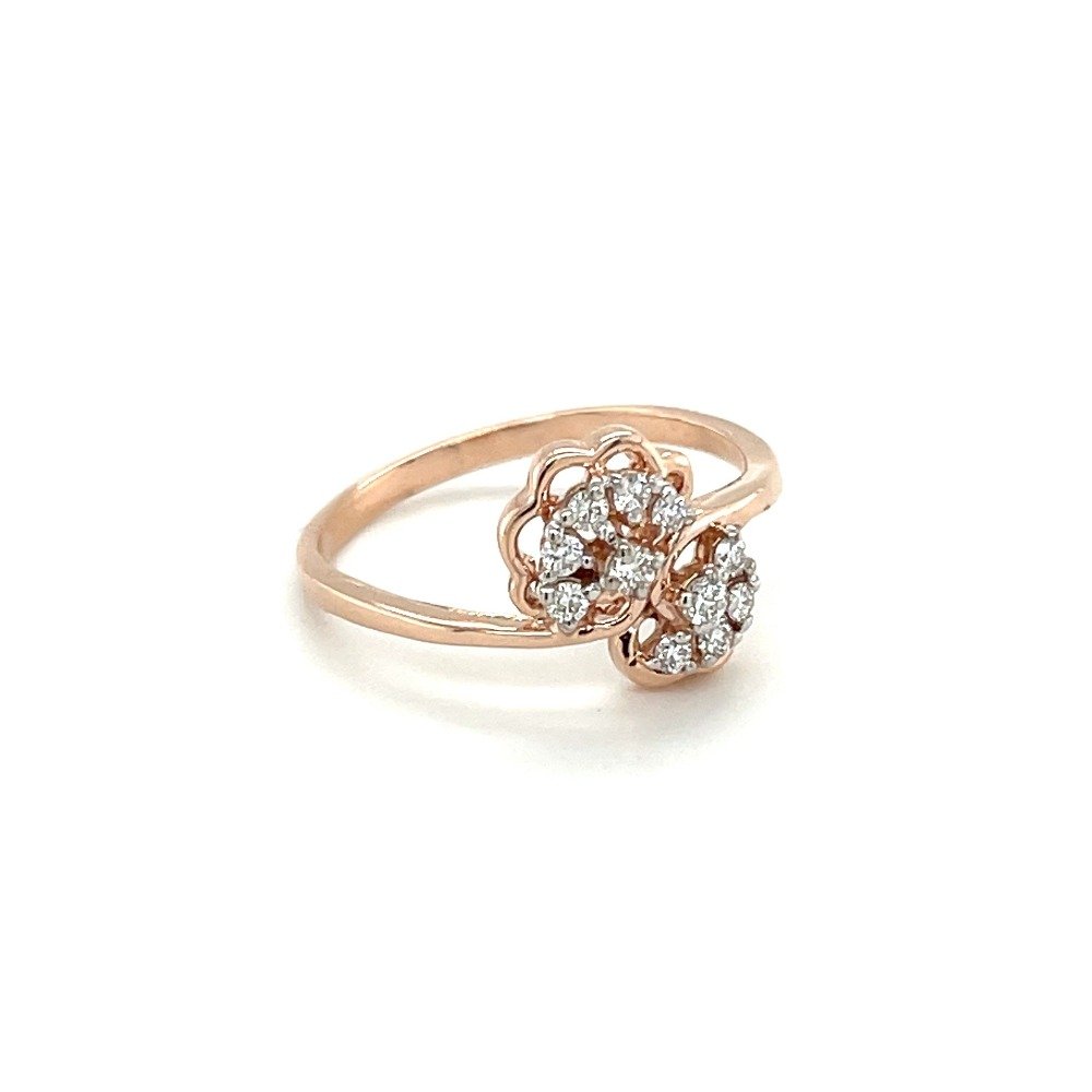 Spiral Rose Gold Ring With Floral Diamond Cluster Setting