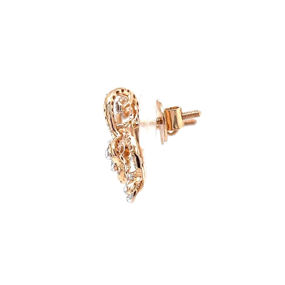 Fancy floral design stud for evening wear in rose gold