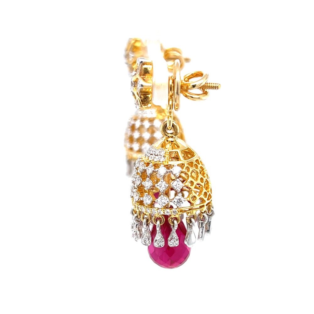 Detachable diamond jhumkis with red stone 6top173