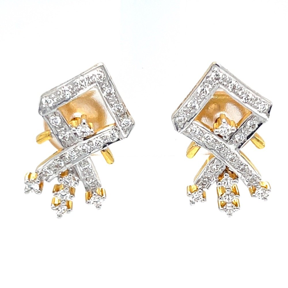 Kite shaped 18 karat hallmarked diamond earrings pair 6top90
