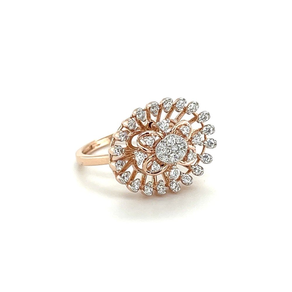 Round Diamond Ring with Halo and Split Shank in 14k Rose Gold