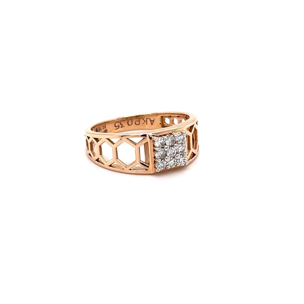 Honey Comb Mens Diamond Ring in Rose Gold