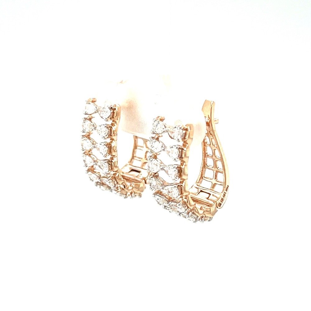 Dual Pear Line Diamond Studded Bali Earring