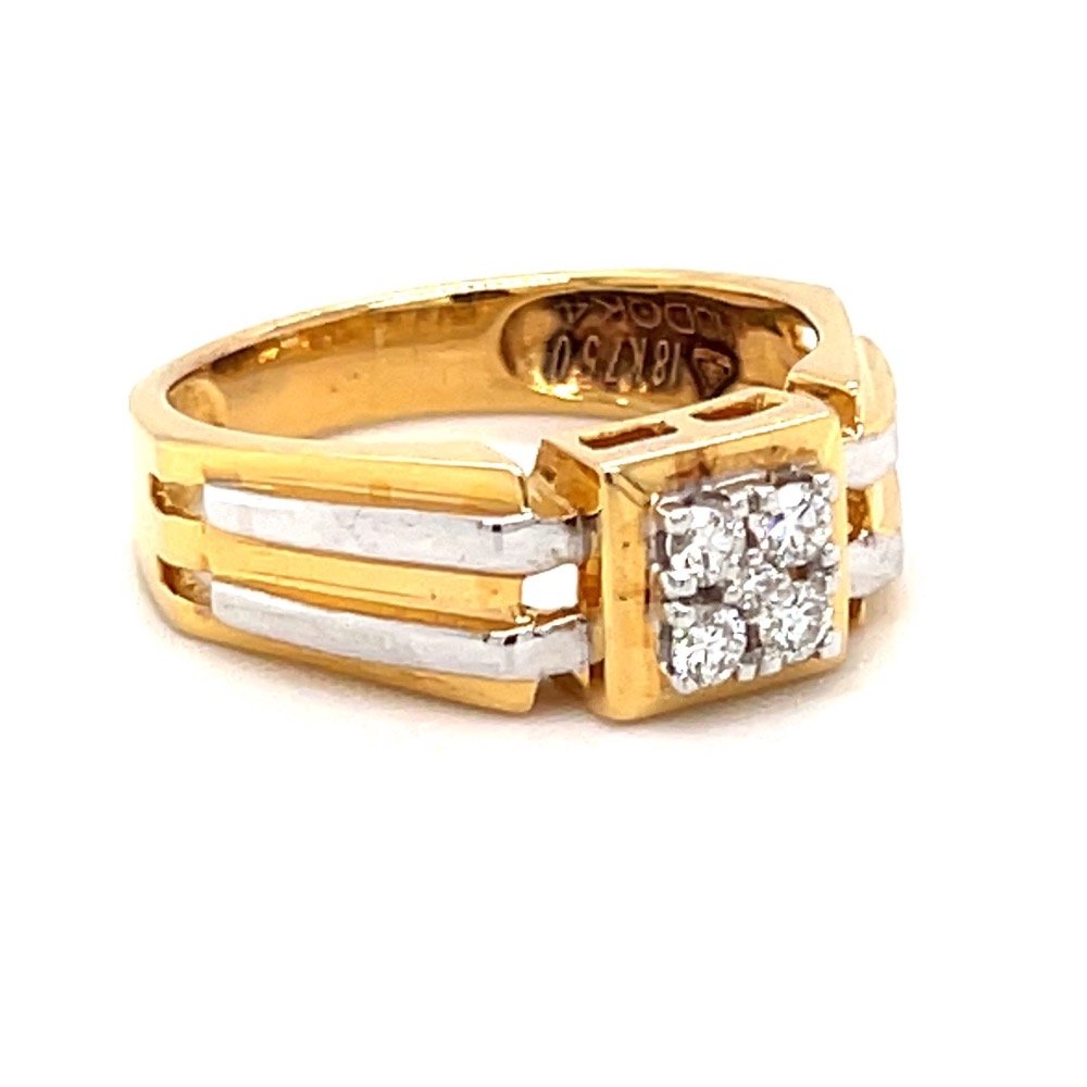 Square shaped Diamond Ring for Men in Yellow Gold