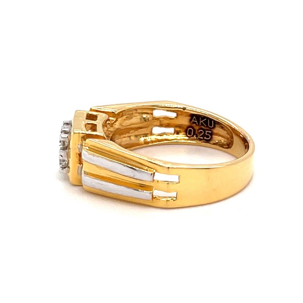 Square shaped Diamond Ring for Men in Yellow Gold