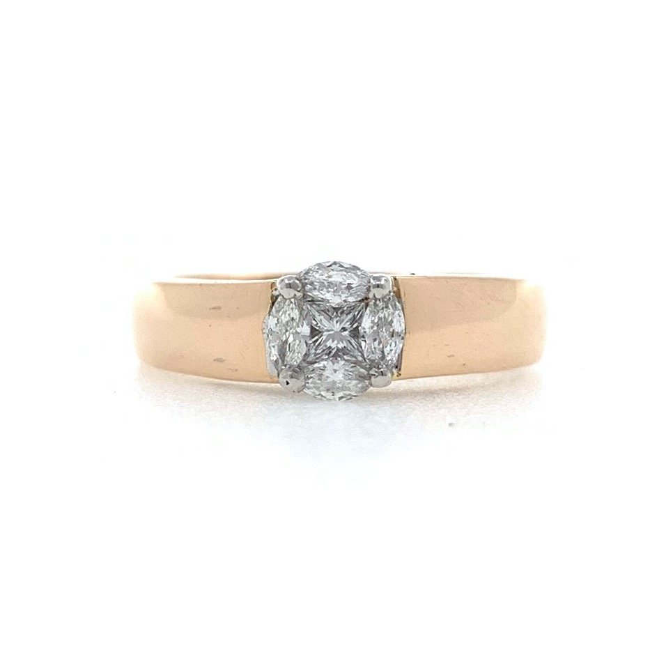 Jeune Diamond ring with Marquise & Princess Diamonds in 18k Rose Gold - VVS EF - 0.22 cts - 4.660 gms - 0LR34