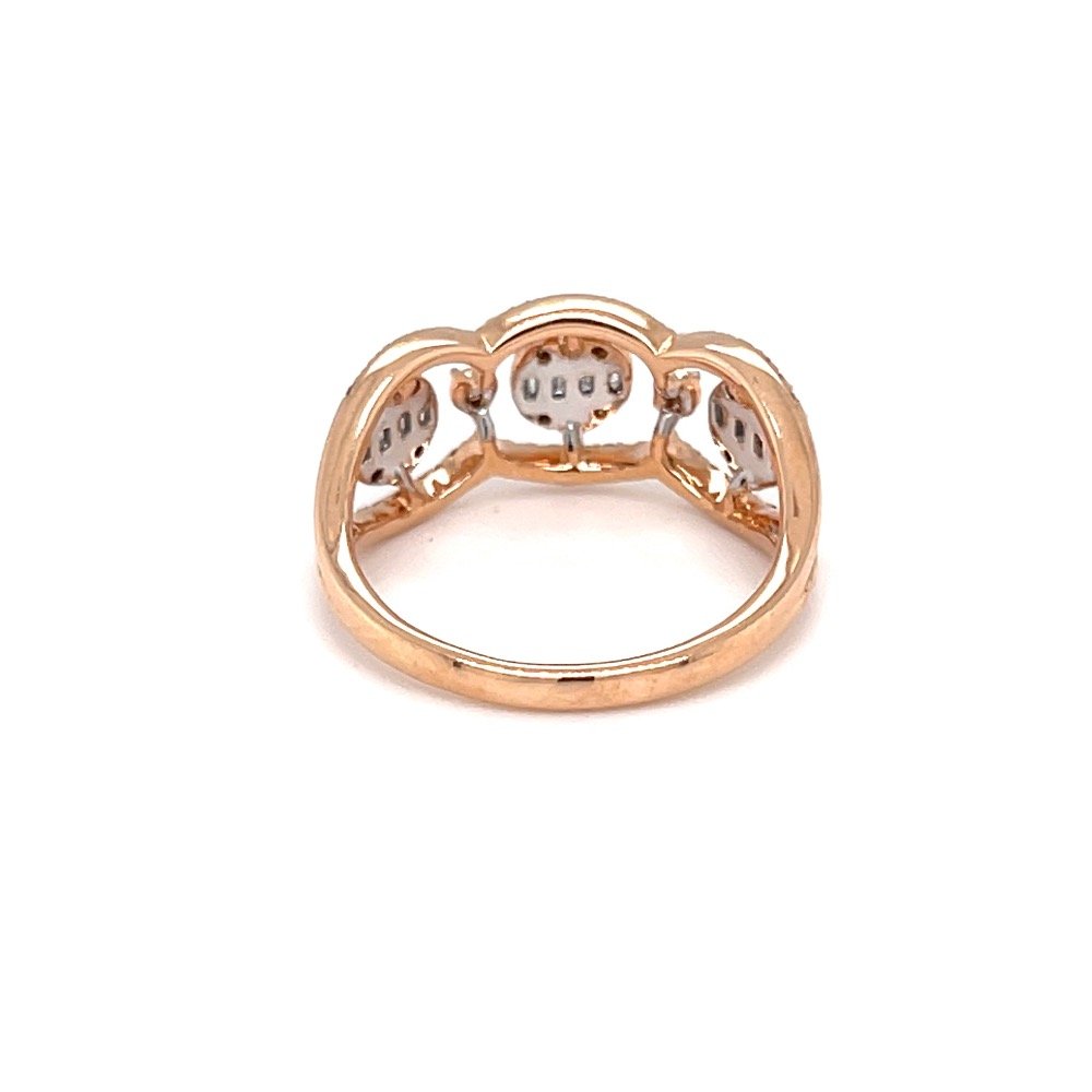 Tri pressure set diamond ring in 18 karat hallmark rose gold