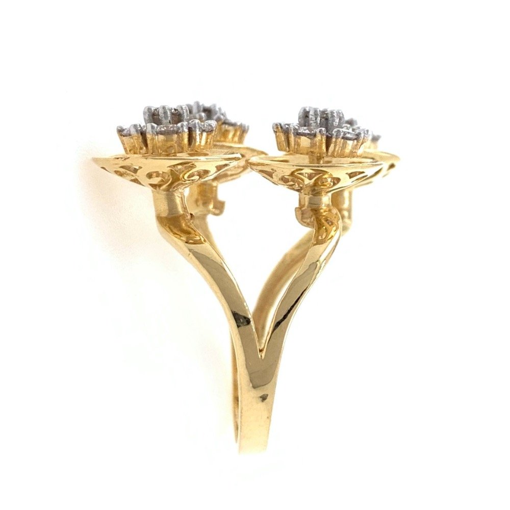 Quad Flower diamond Cocktail Ring in 18k Yellow Gold - 6.500 Grams - VVS EF 0.87 carats - 0LR59