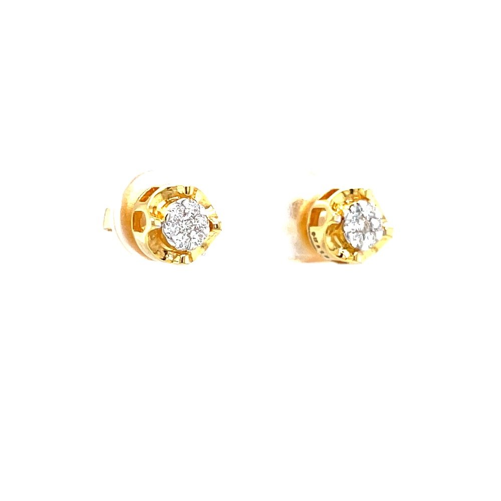Kreis pressure set diamond studs with gold bracket