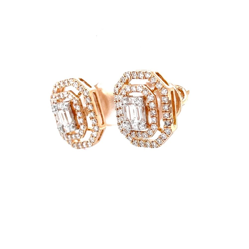 Octagon shaped emerald cut diamond butty with dual line