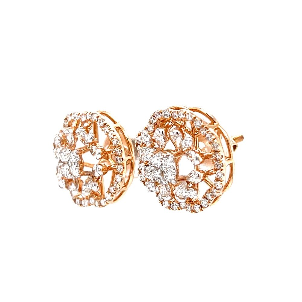 Fancy studs in diamond with pear & round diamonds