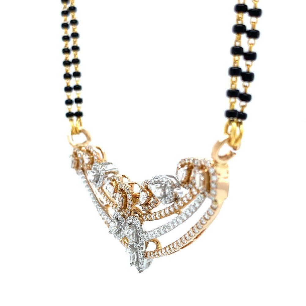 Three Lines with Tear Drop shapes in Round & Pear Diamond in 18k Rose Gold - 7.560 Grams - VVS EF - 1.68 carats - 8SHP33