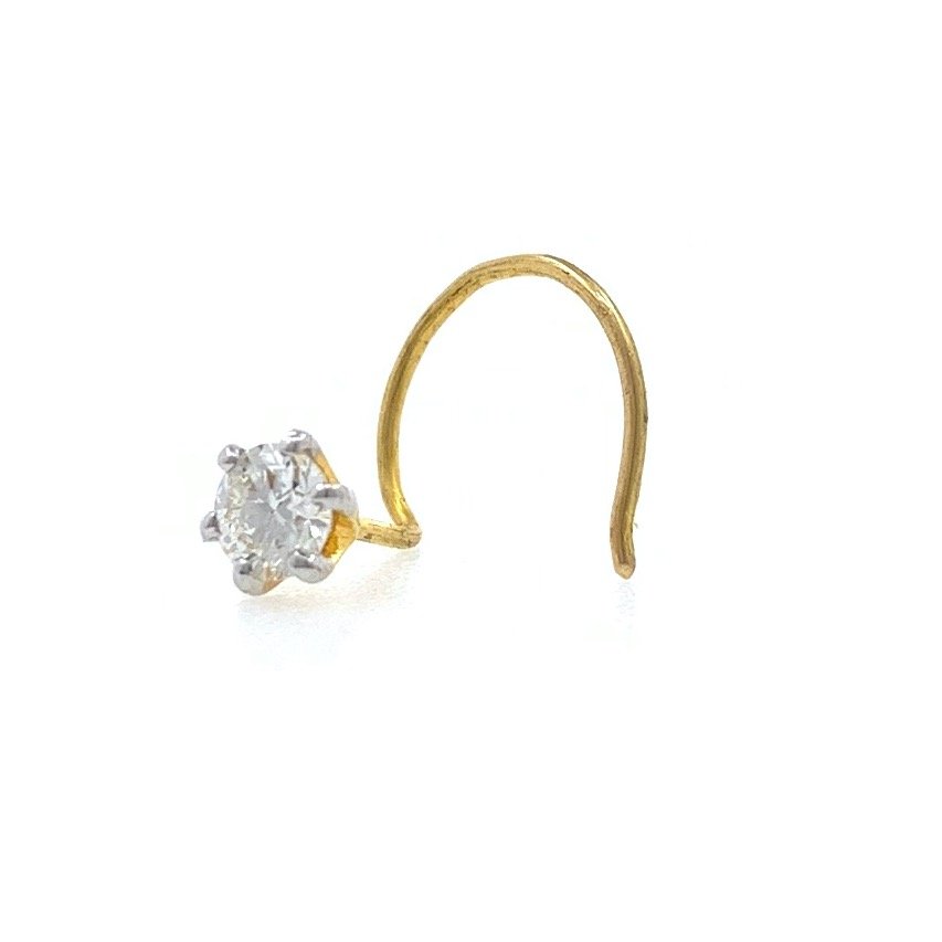 18kt / 750 yellow gold classic single 0.13 cts diamond nose pin 9NP12