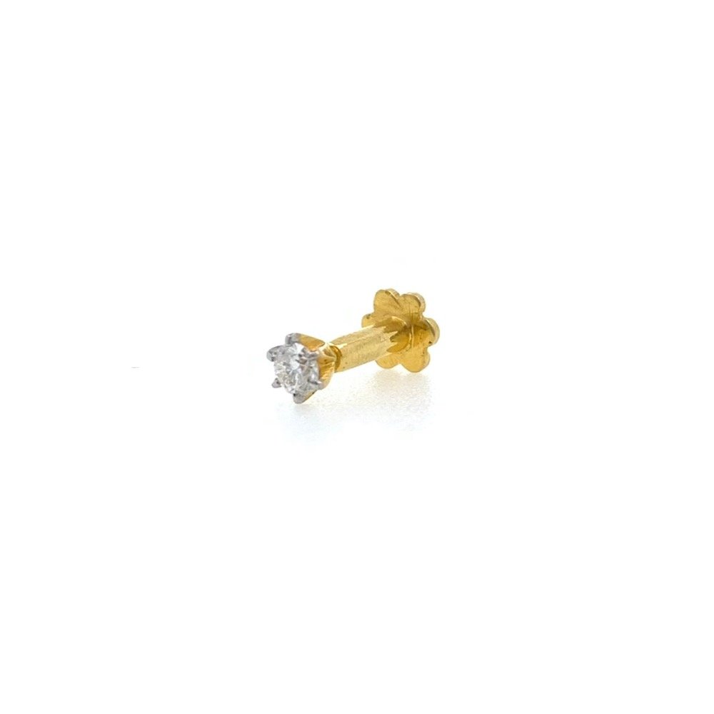 18kt / 750 yellow gold classic single 0.06 cts diamond nose pin 9np152