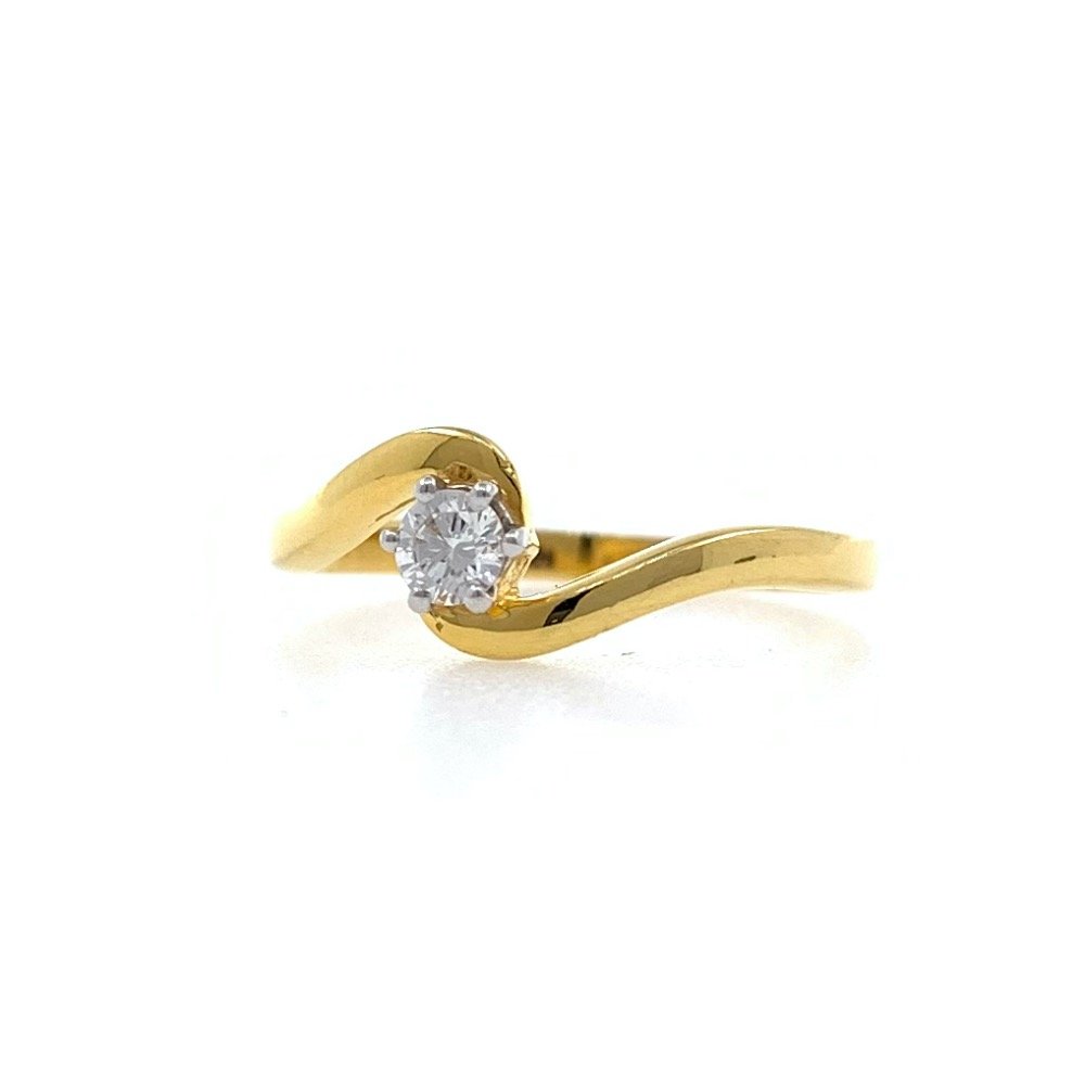 Single Diamond Ladies ring in 18k Yellow Gold - 1.840 Grams - VVS EF 12 cents - 0LR75